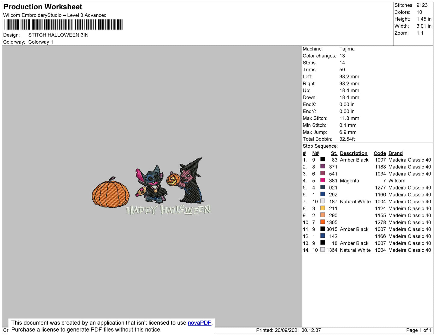 Stitch Halloween Embroidery File 4 size