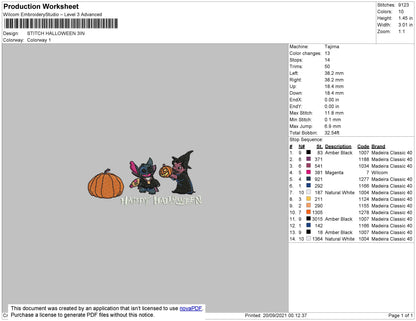 Stitch Halloween Embroidery File 4 size