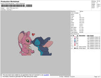 Stitch Pink Blue Embroidery File 4 size