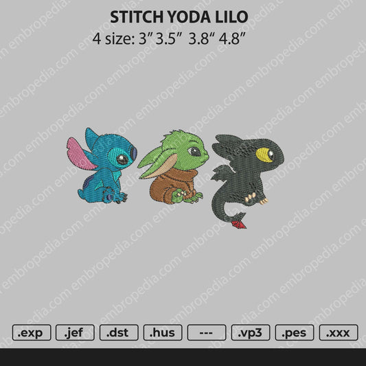 Stitch Yoda Lilo Embroidery File 4 size