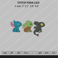 Stitch Yoda Lilo Embroidery File 4 size