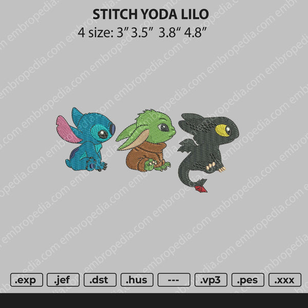 Stitch Yoda Lilo Embroidery File 4 size