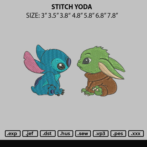 Stitch Yoda Embroidery File 4 size