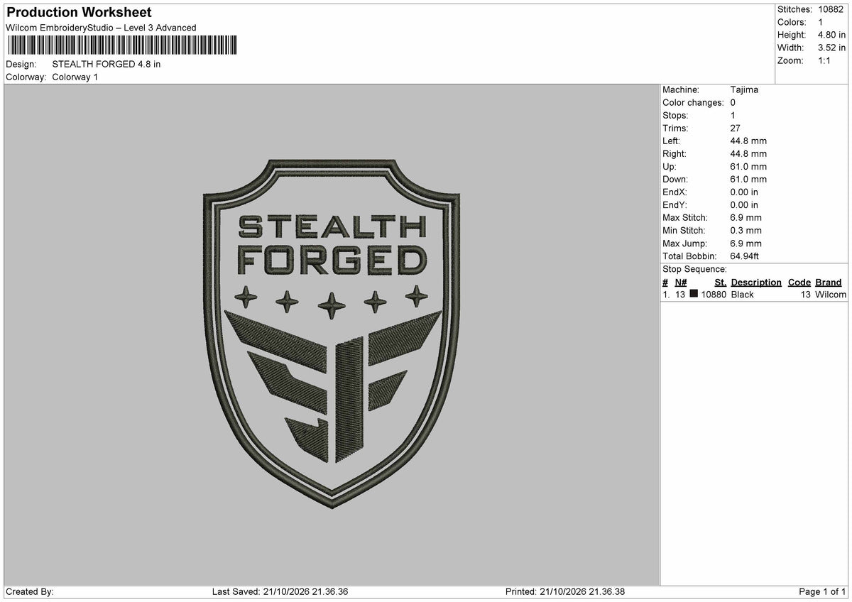 Stealth Text Embroidery Machine Design File 6 sizes
