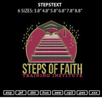 Stepstext Embroidery File 6 sizes