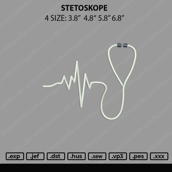 Stetoskope Embroidery File 4 size