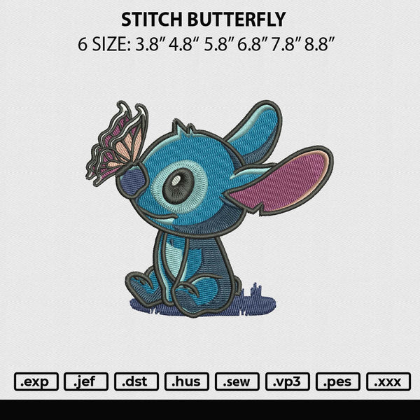 Stitch Butterfly Embroidery File 6 Sizes