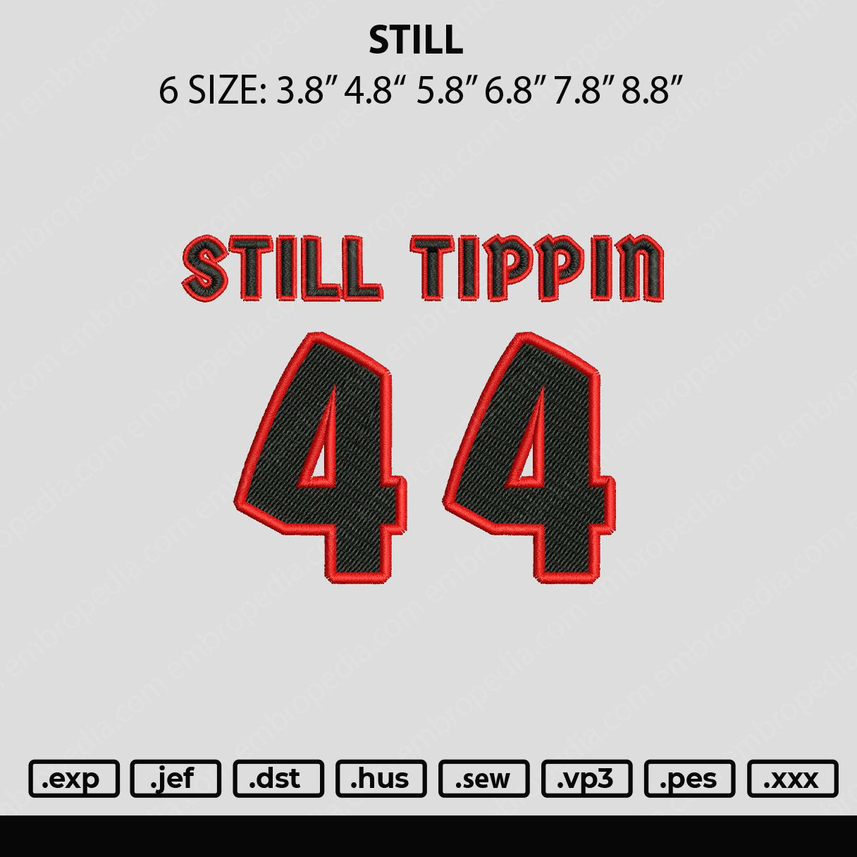 Still Embroidery File 6 sizes