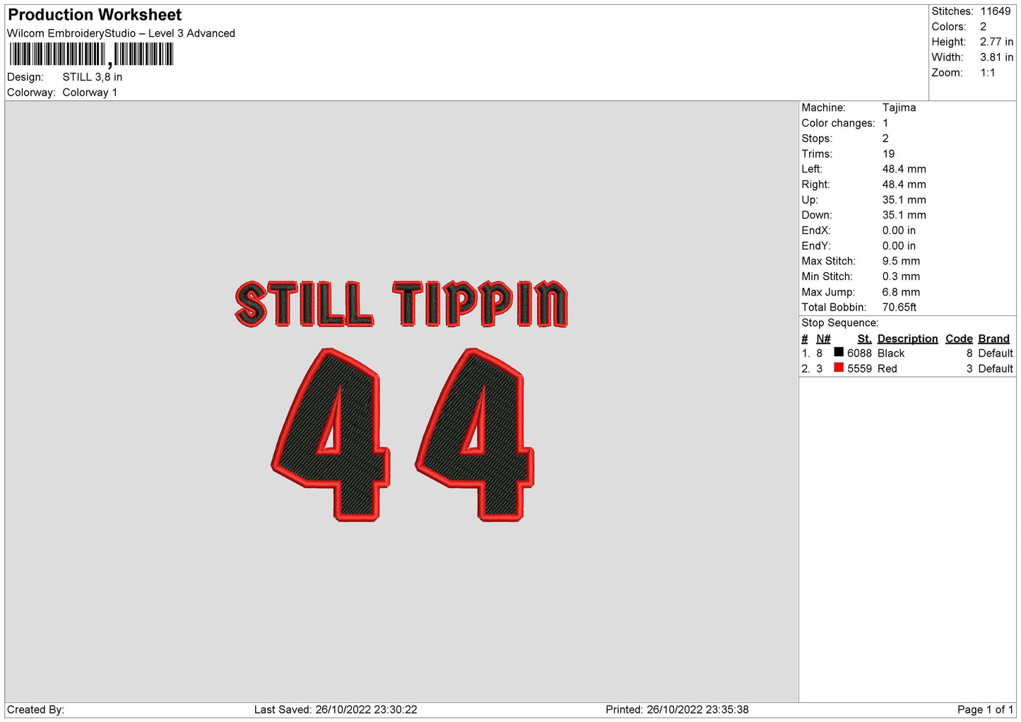 Still Embroidery File 6 sizes