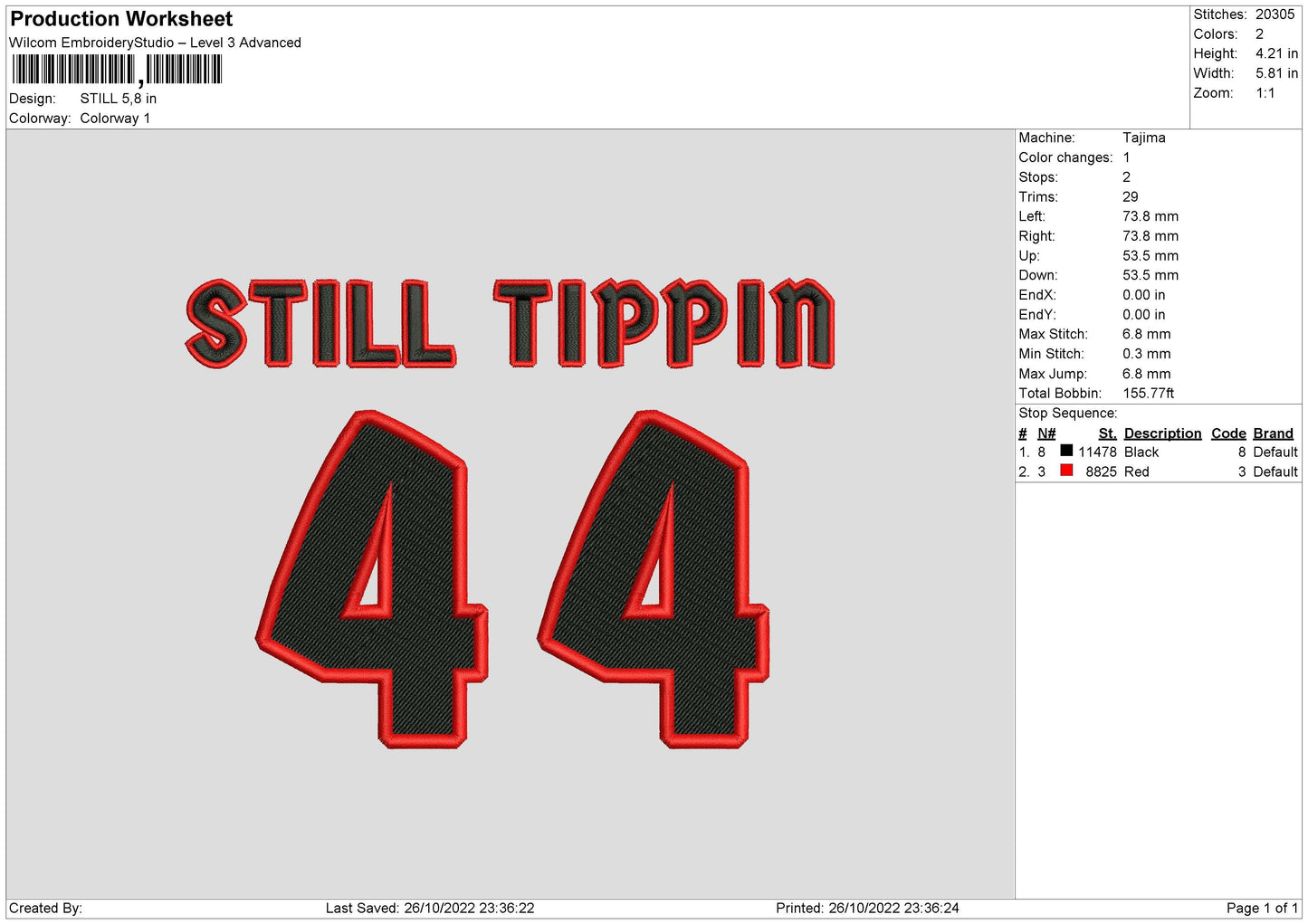 Still Embroidery File 6 sizes