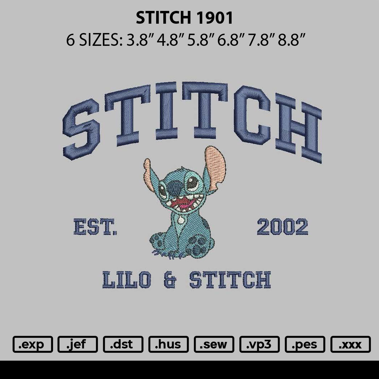 Stitch 1901 Embroidery File 6 sizes