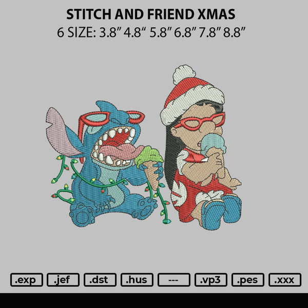 Stitch And Friends Xmas Embroidery File 6 sizes