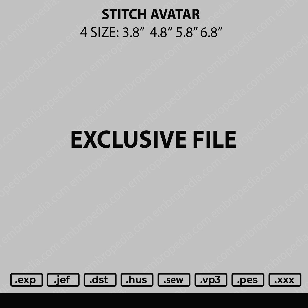 Stitch Avatar Embroidery File 4 sizes