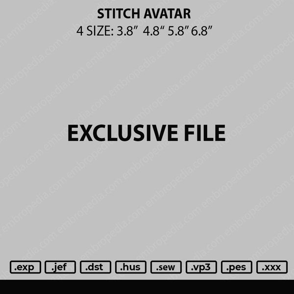 Stitch Avatar Embroidery File 4 sizes