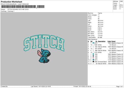 Stitch Doubleoutline Embroidery File 6 sizes