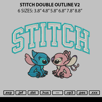 Stitch Double Outline V2 Embroidery File 6 sizes