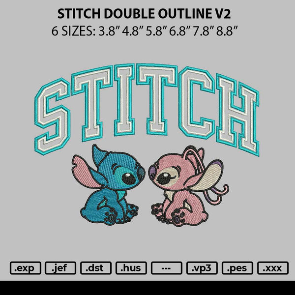 Stitch Double Outline V2 Embroidery File 6 sizes