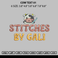 Cow Text 01 Embroidery File 6 sizes