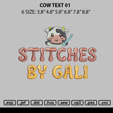 Cow Text 01 Embroidery File 6 sizes