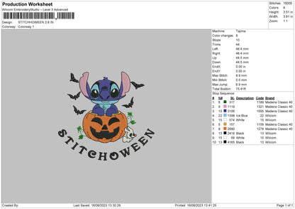 Stitch Pumpkin 23 Embroidery File 6 sizes