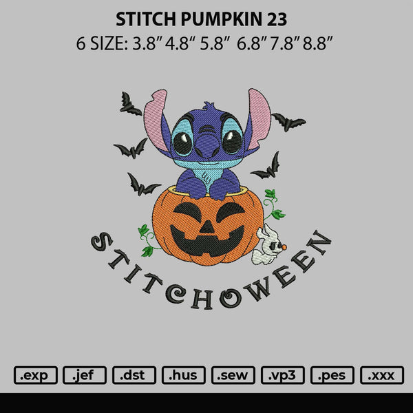 Stitch Pumpkin 23 Embroidery File 6 sizes