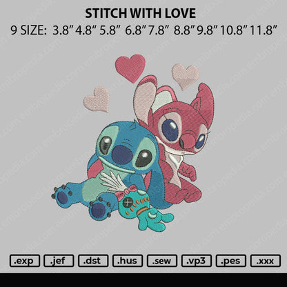 Stitch With Love And Toy Embroidery File 9 size