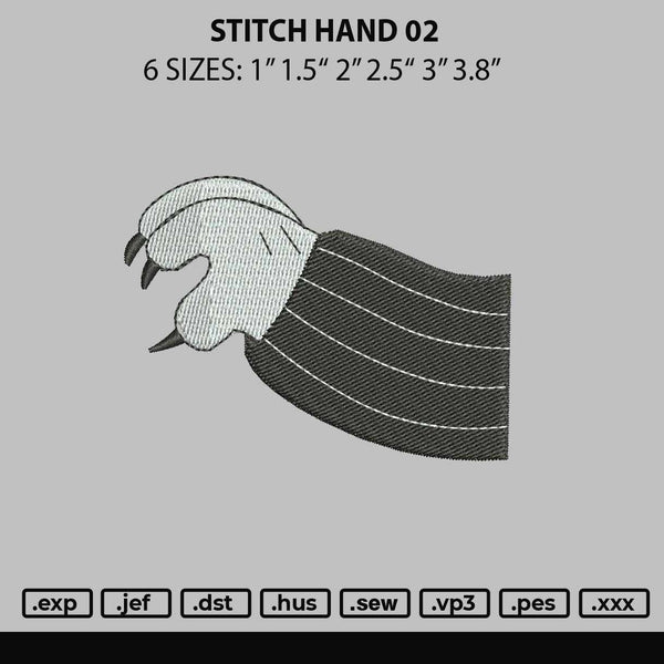 Stitch Hand 02 Embroidery File 6 sizes