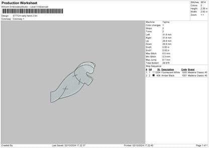Stitch Hand 03 Embroidery File 6 sizes