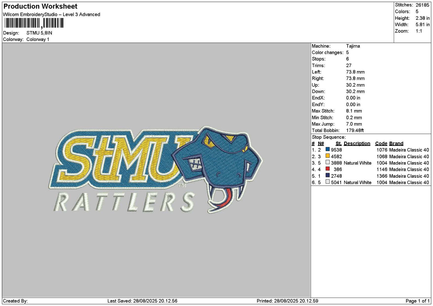 Stmutext Embroidery File 6 sizes