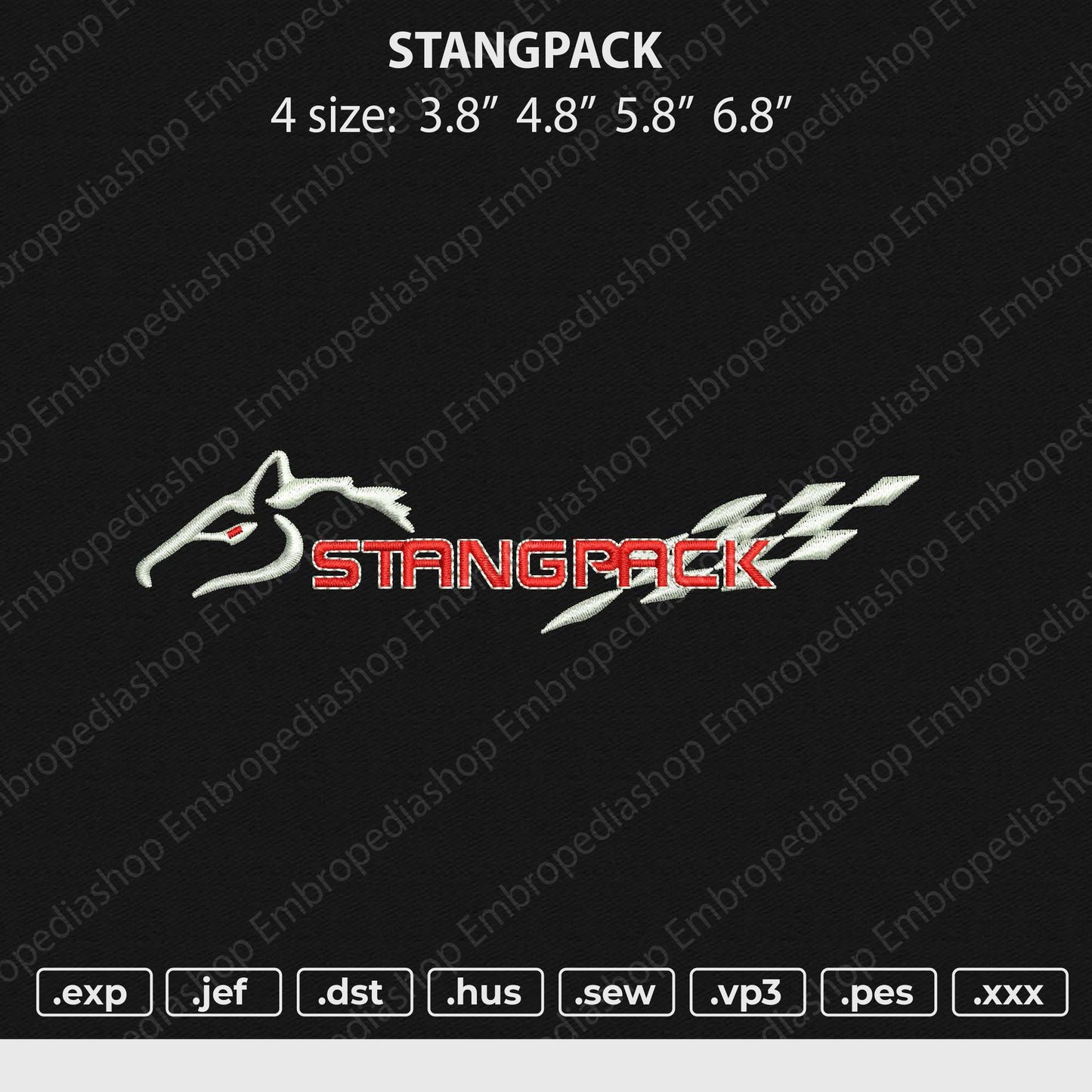 Stangpack Text Embroidery File 4 size