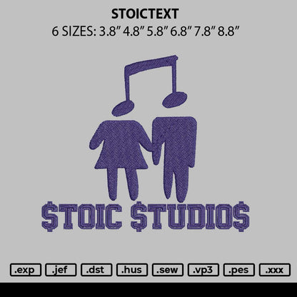 Stoictext Embroidery File 6 sizes