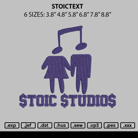 Stoictext Embroidery File 6 sizes