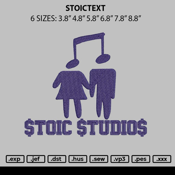 Stoictext Embroidery File 6 sizes