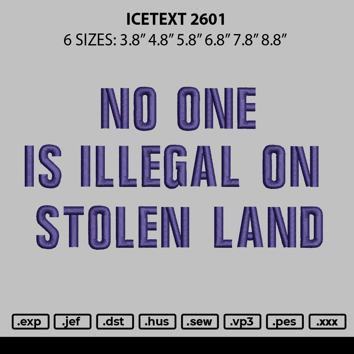 Landtext 2601 Embroidery File 6 sizes
