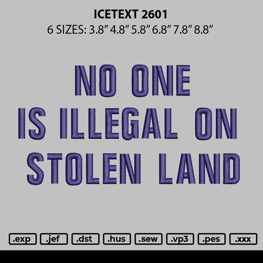 Landtext 2601 Embroidery File 6 sizes