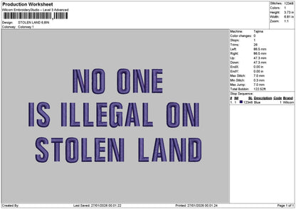 Landtext 2601 Embroidery File 6 sizes