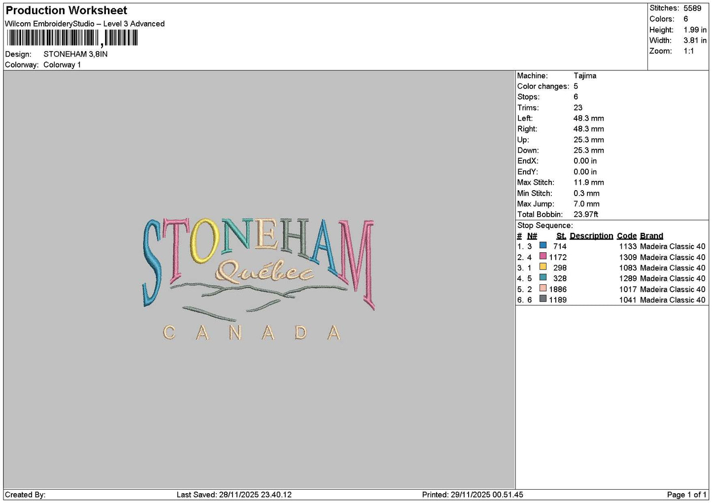 Stonehamtext Embroidery File 6 sizes