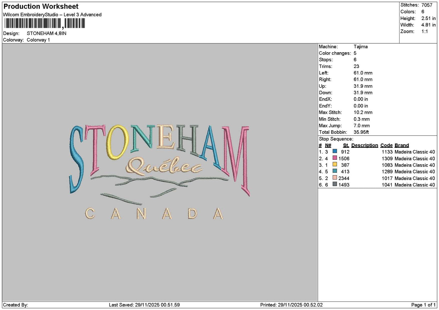 Stonehamtext Embroidery File 6 sizes