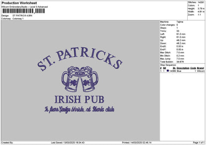 Patrickstext 02 Embroidery File 6 sizes