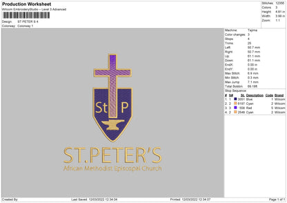 ST PETER'S Embroidery File 4 size