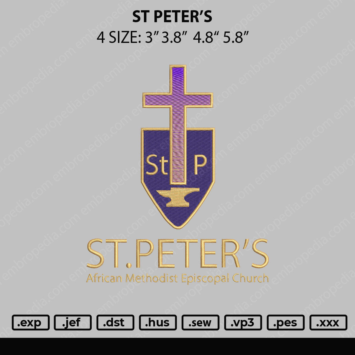 ST PETER'S Embroidery File 4 size