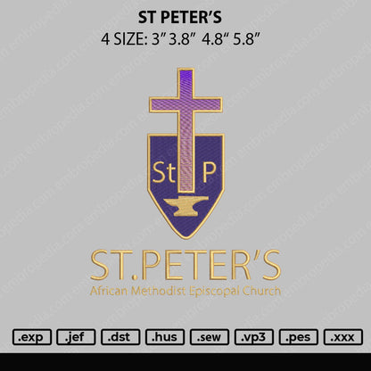 ST PETER'S Embroidery File 4 size