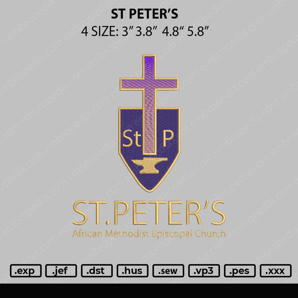 ST PETER'S Embroidery File 4 size