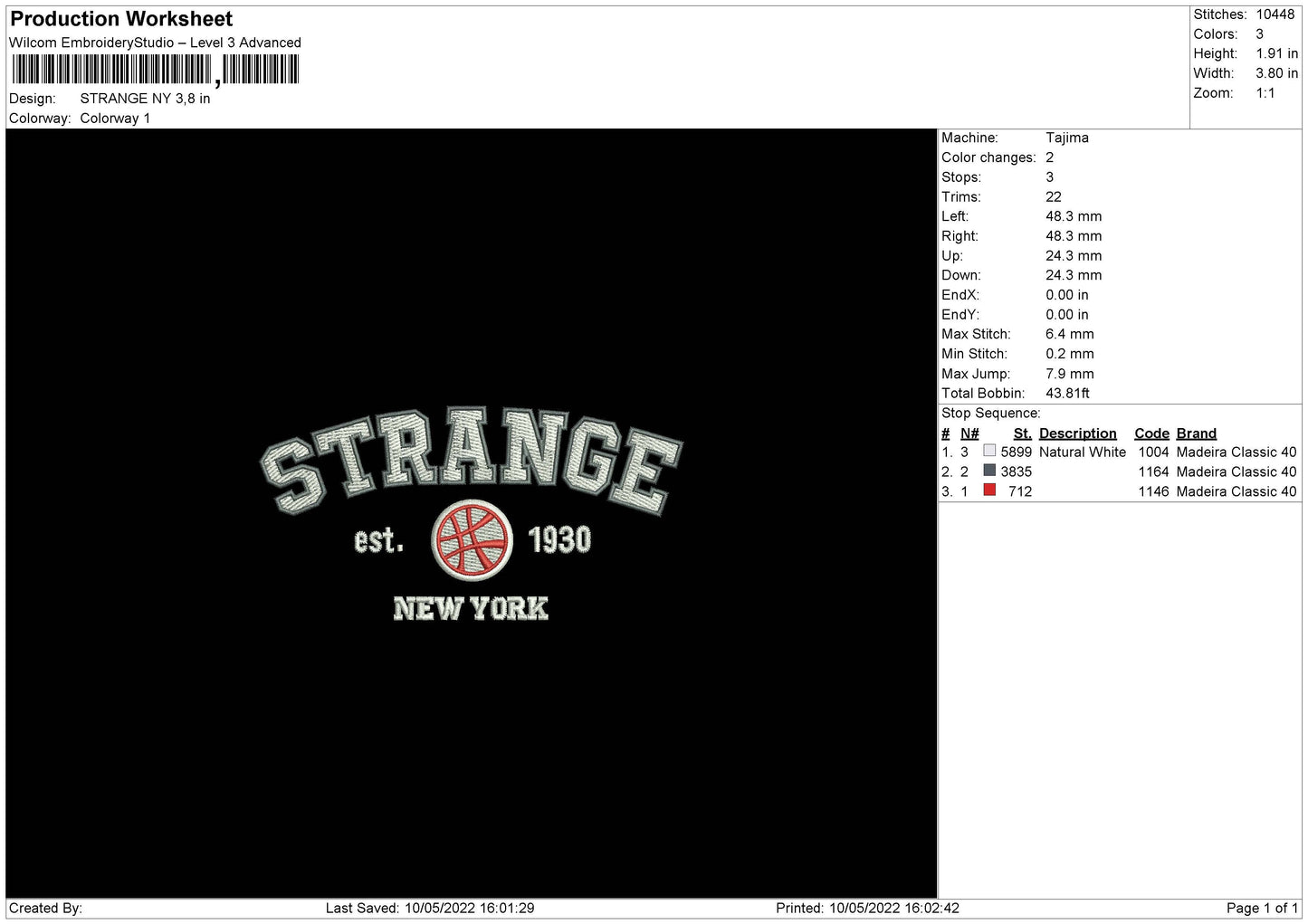 Strange NY Embroidery File 4 size