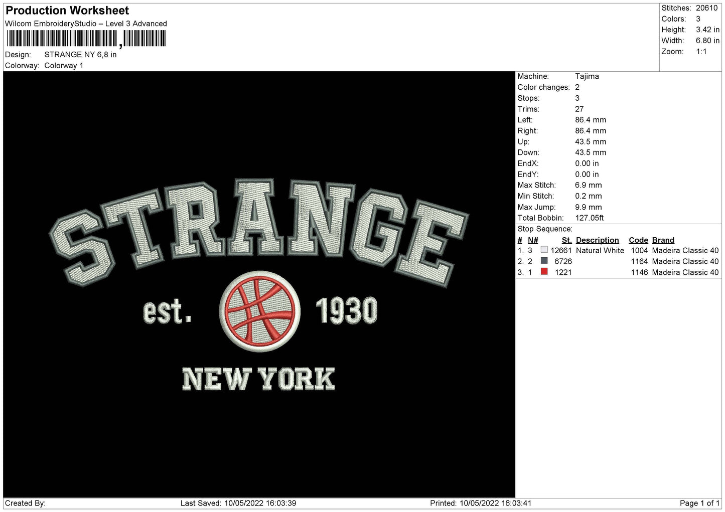 Strange NY Embroidery File 4 size