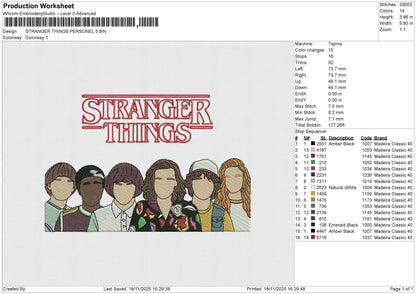 STRANGER THINGS PERSONEL Embroidery File 6 sizes
