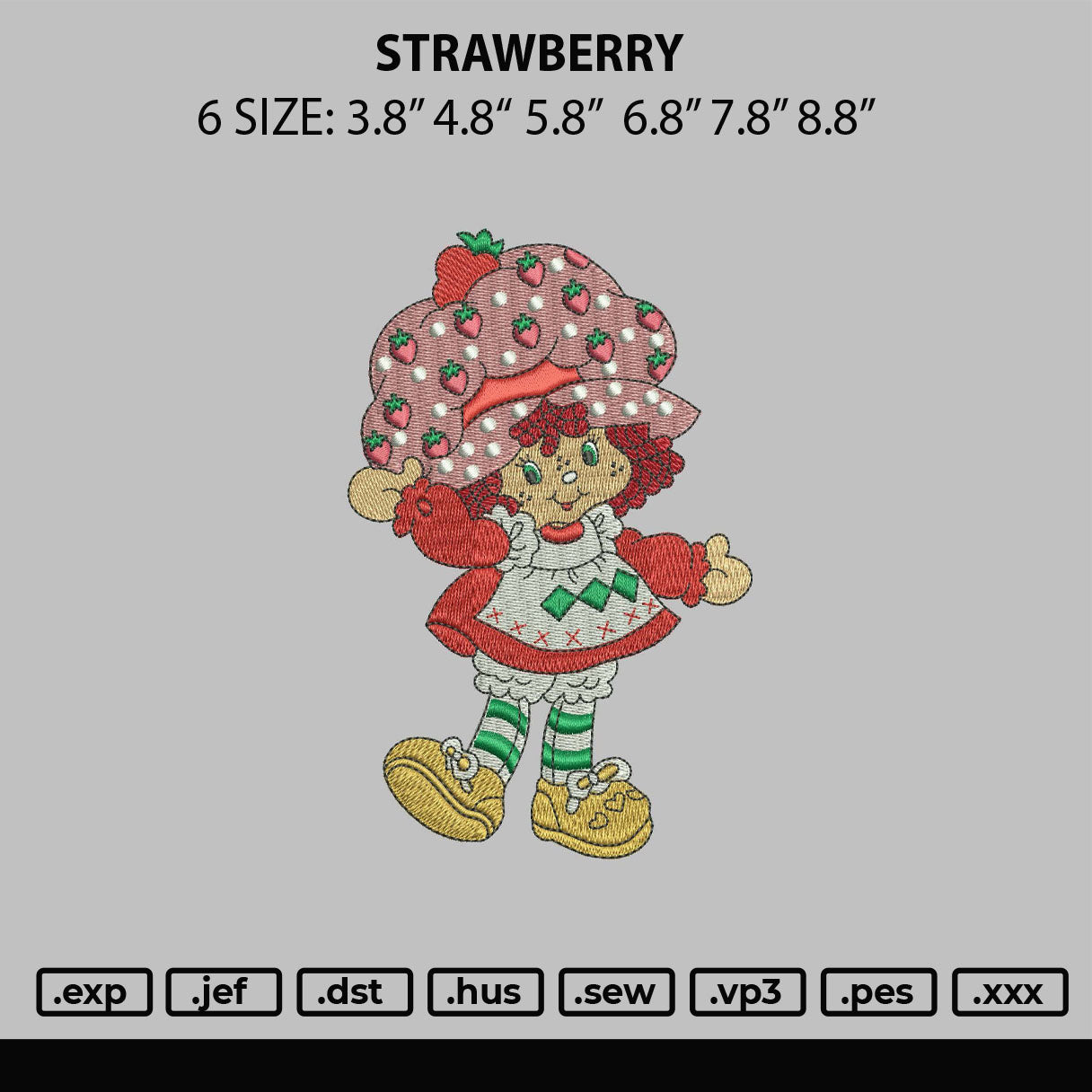 Strawberry Embroidery File 6 sizes