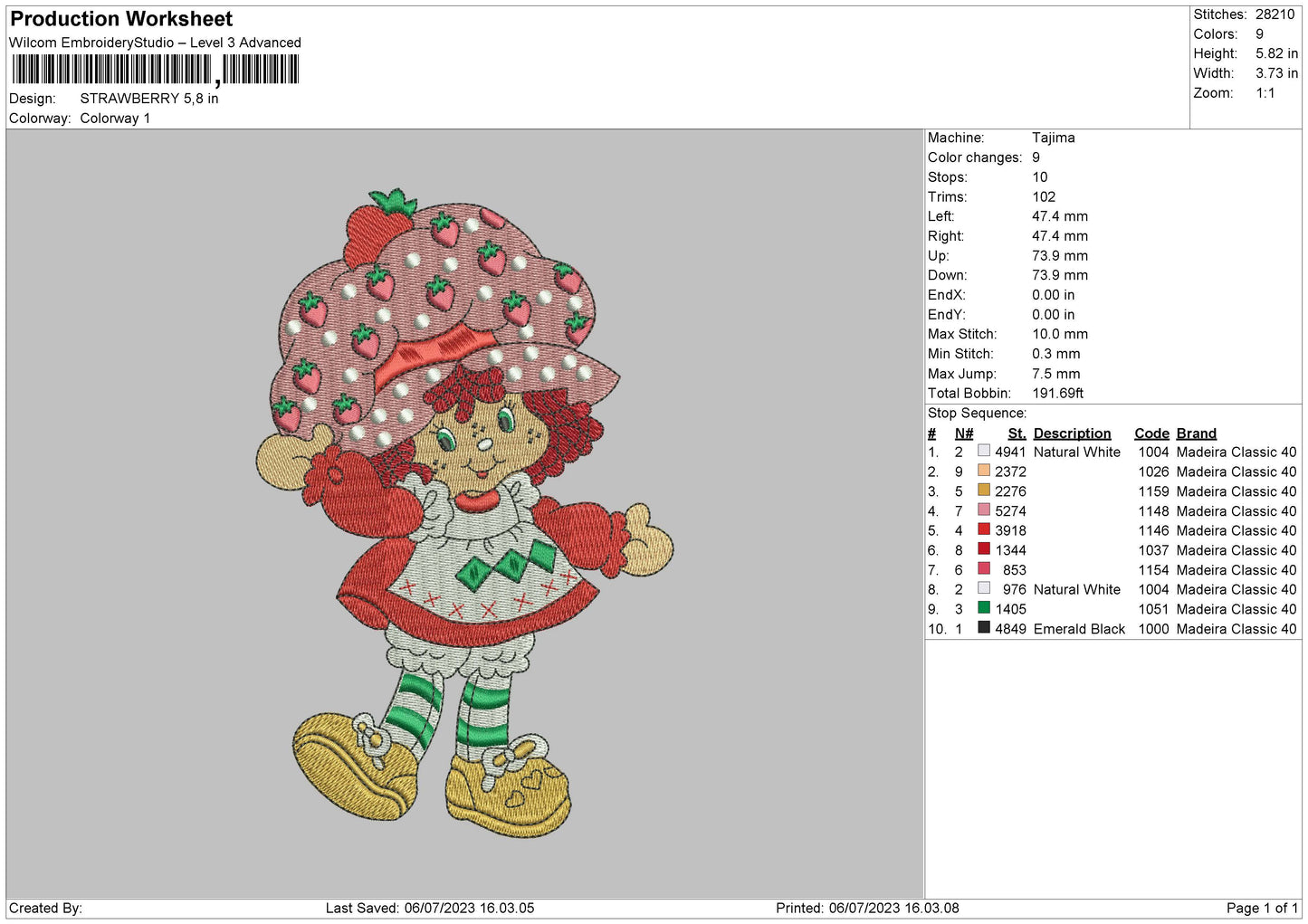 Strawberry Embroidery File 6 sizes