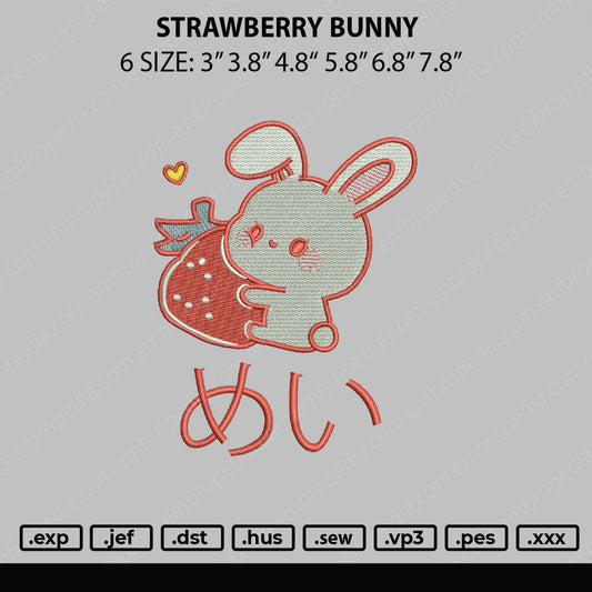Strawberry Bunny Embroidery File 6 sizes