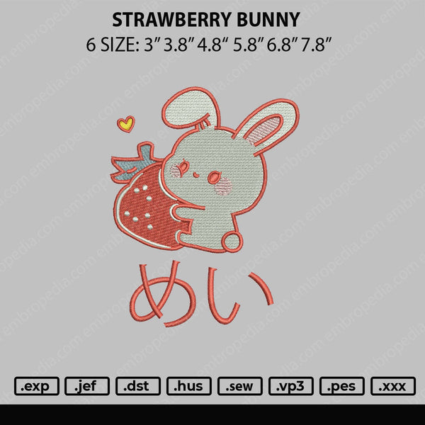 Strawberry Bunny Embroidery File 6 sizes
